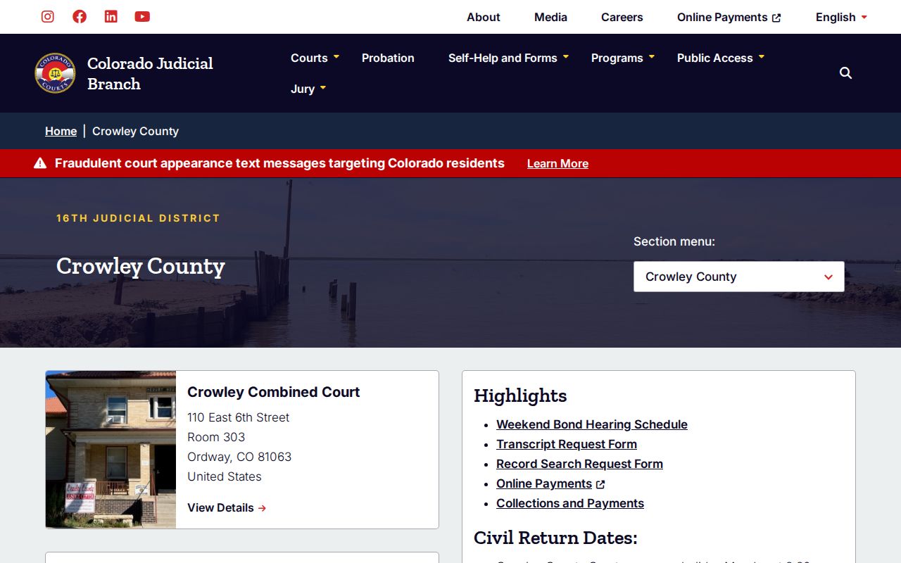 Official Crowley Combined Court location and contact page