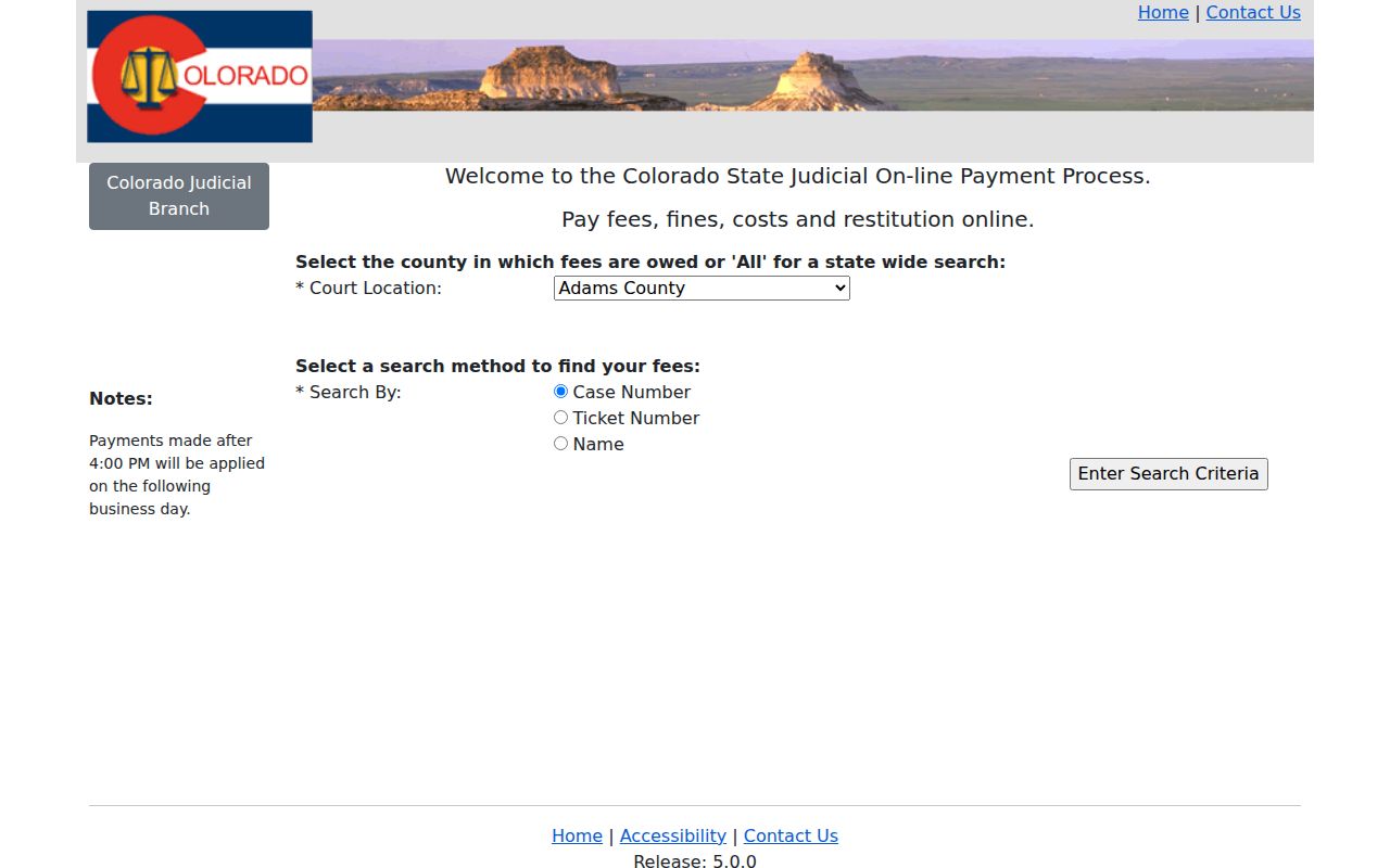 Colorado online court payment fields for Crowley County traffic cases