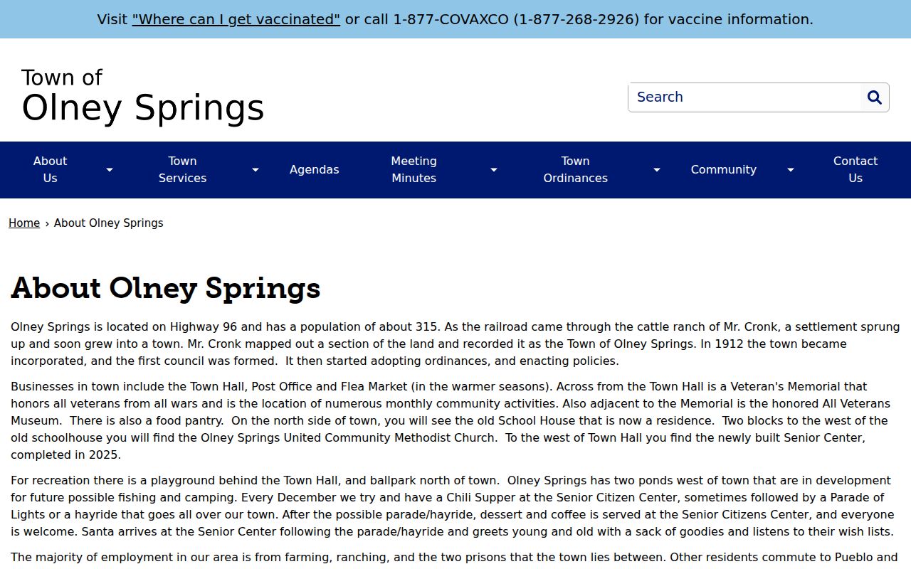 Official Olney Springs town office contact route for warrant questions