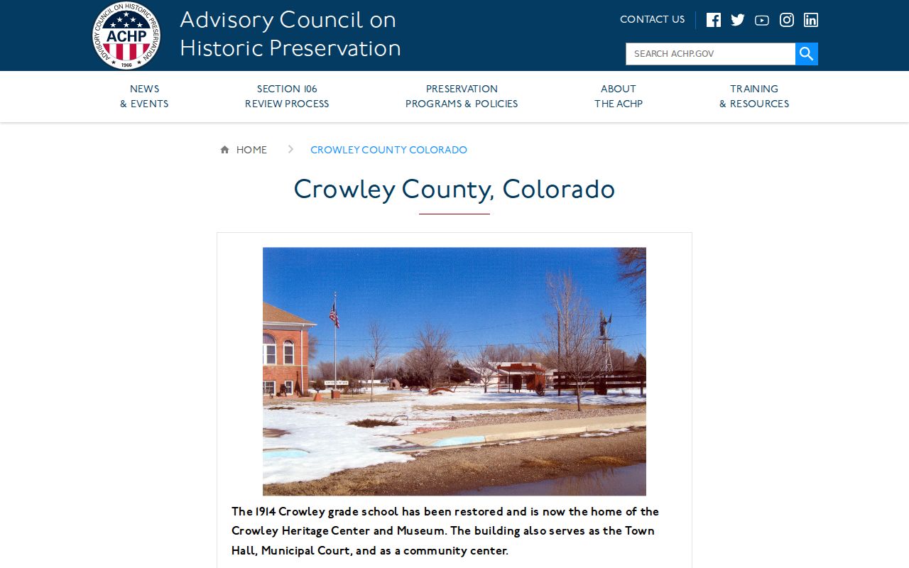 Crowley historic civic building associated with Town Hall and Municipal Court